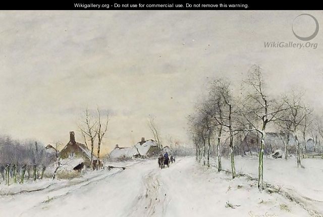 A Winter Landscape With Travellers On A Path - Louis Apol