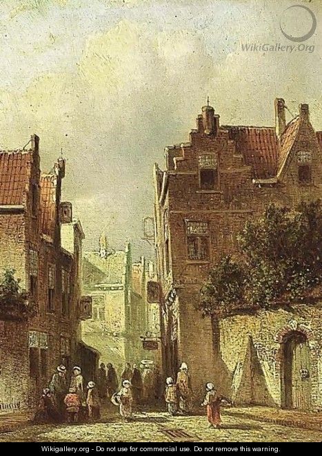 Villagers In The Streets Of A Dutch Town 3 - Pieter Gerard Vertin
