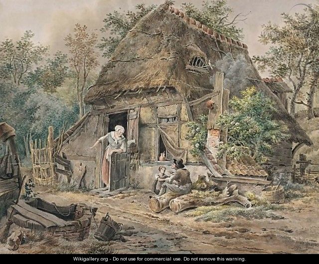 A Peasant Family At Their Farm Amongst Woods - Pieter Bartholomeusz. Barbiers IV