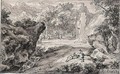 Rocky Italianate Landscape With Figures Resting By A Stream - Abraham Genoels