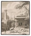 Arcadian Landscape With A Woman Mourning By A Sarcophagus - Johannes (Polidoro) Glauber