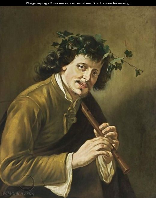 A Shepherd Playing The Flute - Willem Van Odekercken