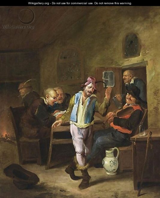 Peasants Singing, Making Music And Drinking In A Tavern, A Fireplace In The Background - Egbert van, the Younger Heemskerck