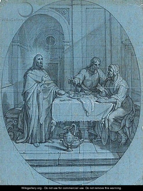 Study For An Oval Painting Of The Supper At Emmaus - German School