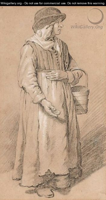 Full-Length Study Of A Milkmaid - (after) Jan De Bray