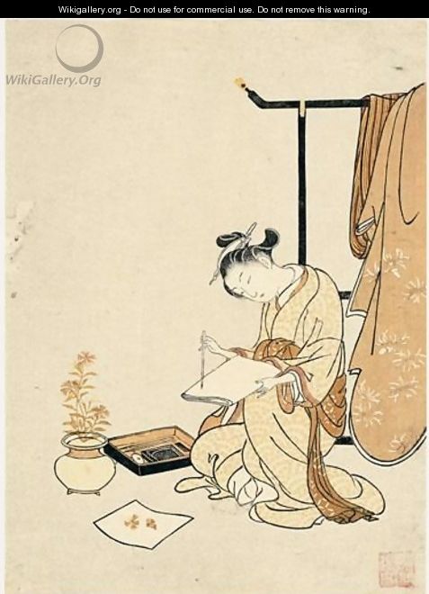 Jeune Femme Ecrivant Un Poeme - Suzuki Harunobu