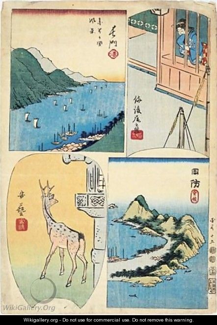 Dessins Preparatoires Et Estampe Harimaze Correspondante - Utagawa or Ando Hiroshige