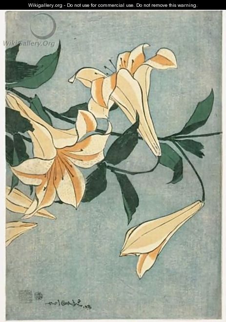 Lys Oranges Et Roses - Katsushika Hokusai