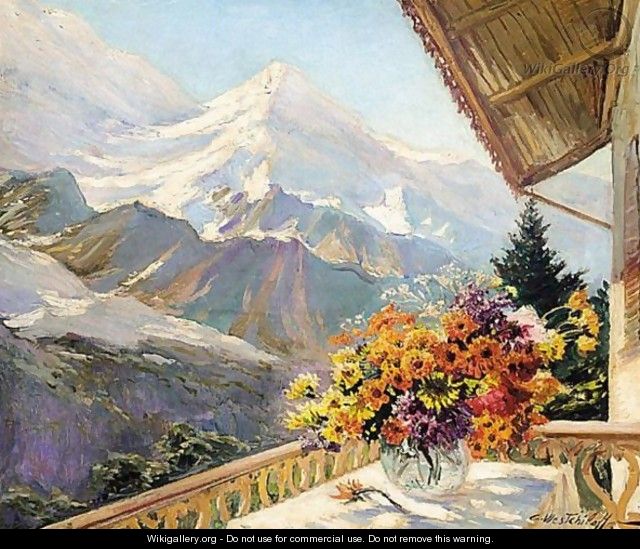 Flowers On The Balcony - Konstantin Alexandrovich Westchilov
