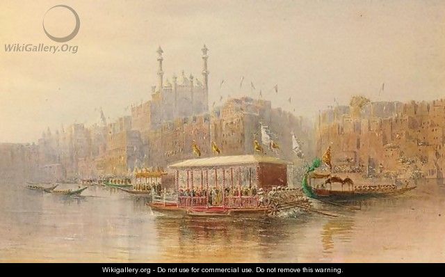 Royal Barges On The Ganges - Nicholas Chevalier