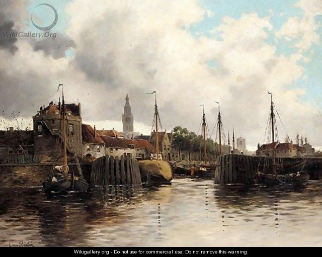 Hay Barges In Harbour - Louis Van Staaten