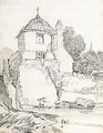 A Child Playing In A River Below A Cottage, Guildford, Surrey - John Sell Cotman
