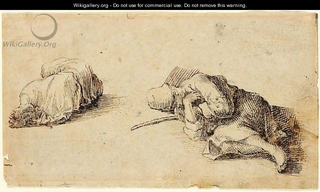 Two beggars sleeping - Remigio Cantagallina