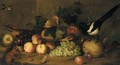 Still Life Of Fruit With A Magpie And A Red Squirrel In A Landscape Setting - (after) Jakob Bogdany