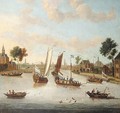 Amsterdam The River Amstel Seen From The Buiten Amstel Looking Towards The City, With A State Barge And Other Light Vessels In The Foreground - Abraham Jansz Storck