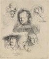 Studies Of The Head Of Saskia And Others - Rembrandt Van Rijn