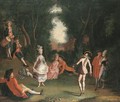 A Fete Galante With Elegant Figures In A Woodland Setting - (after) Jose Camaron Y Boronat