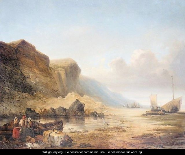 Fishing boats at low tide - (after) William Joseph Shayer