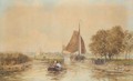 Barges in a dutch landscape - Walter William May