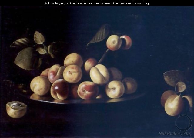 Still Life Of Apricots On A Platter - Juan de Zurbaran