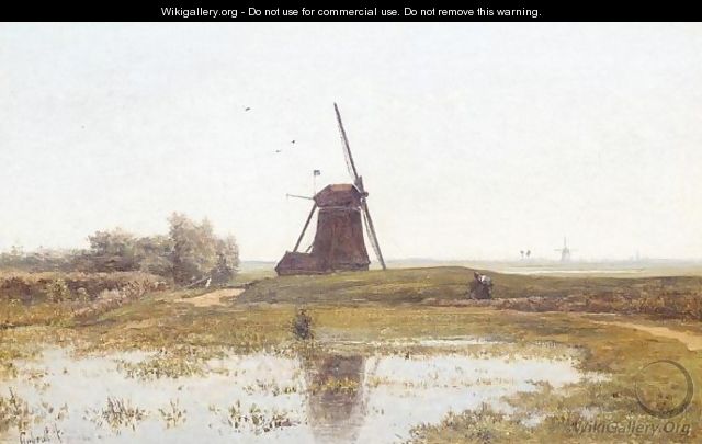 Landscape with windmill - Paul Gabriel