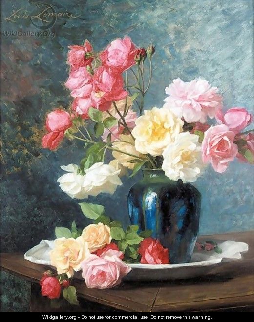 Still life of roses - Louis Marie Lemaire