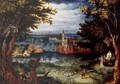 A Wooded River Landscape With A Manor House By A Village, A City Beyond - (after) Balthasar Lauwers