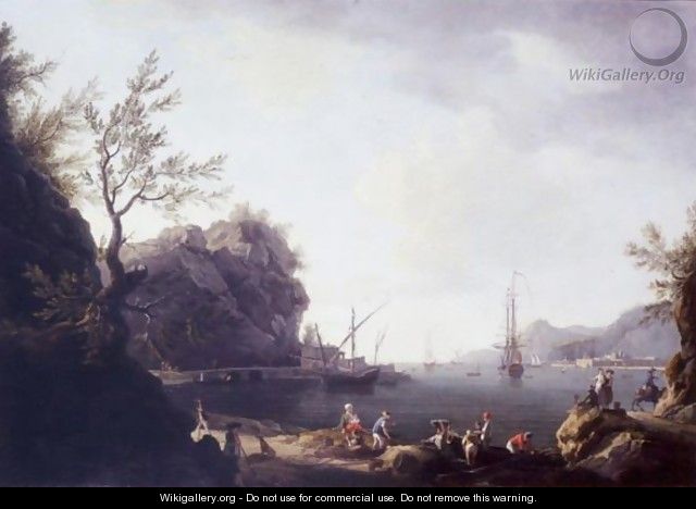 A Mediterranean Coastal Scene With A Frigate Flying The Red Ensign - Thomas Patch
