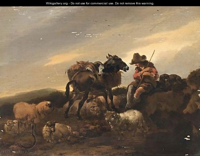A Herdsman With His Herd Resting - (after) Nicolaes Berchem