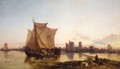 Sailing Vessels At Low Tide - James Webb