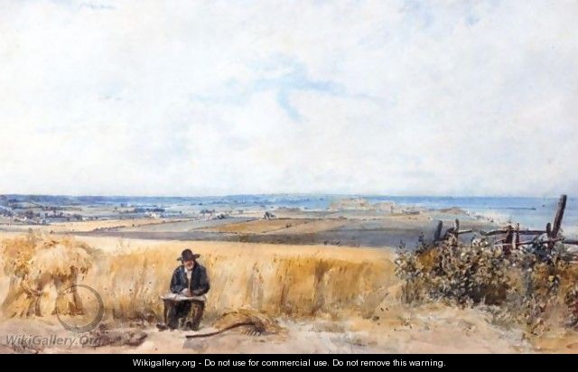 A Labourer At Lunch In A Cornfield Near Herne Bay, Kent - (after) Thomas Lound