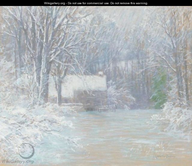 House In The Woods, Winter - John Appleton Brown