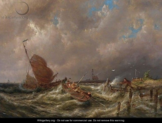 A Sailingvessel In Heavy Weather - Pieter Christiaan Cornelis Dommersen