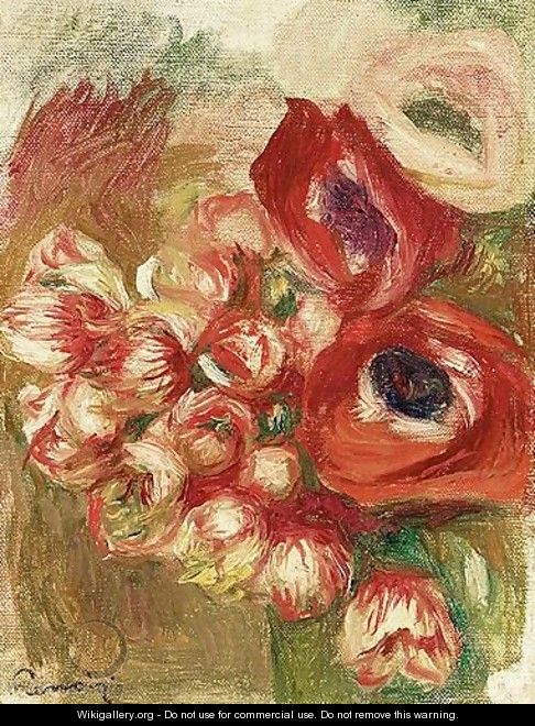 Anemones Et Roses - Pierre Auguste Renoir