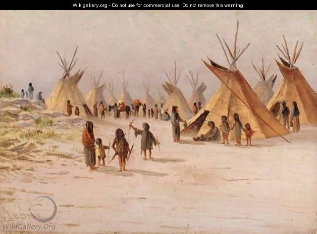 Indian Camp Near The Dalles On The Columbia River - James E. Stuart