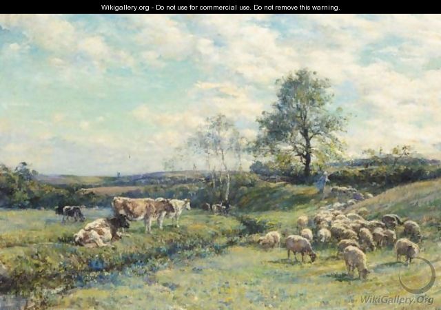 Sheep And Cattle In A Pasture Landscape - Mark Fisher