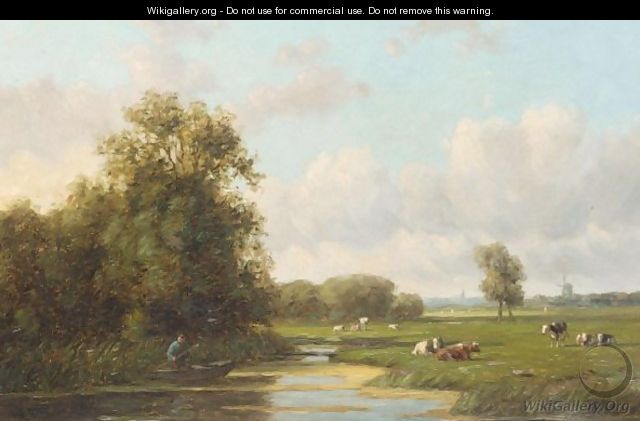 Cows In A Summer Landscape - Willem Vester