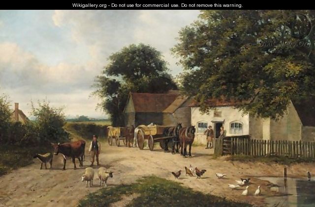 Livestock By The Village Pond - Samuel Joseph Clark