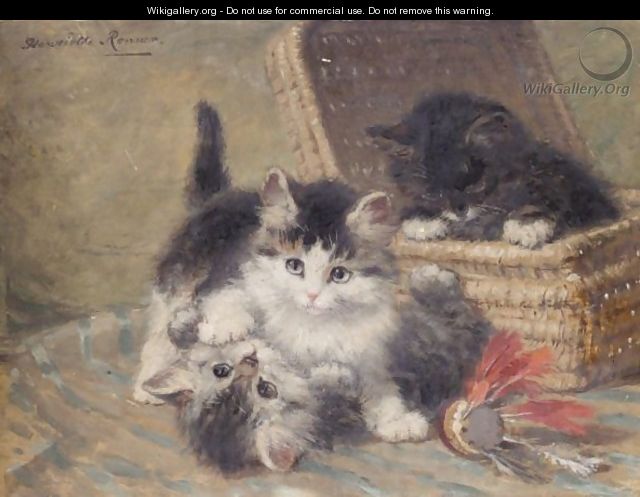 Three Kittens Playing, An Oil Sketch - Henriette Ronner-Knip