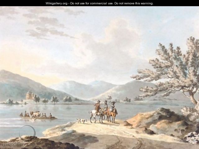 Figures On Horseback By Lake Windermere, Belle Isle Beyond - Peter La Cave