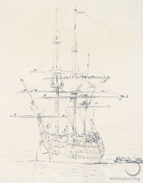 Bow View Of H.M.S. Victory In The Medway - John Constable