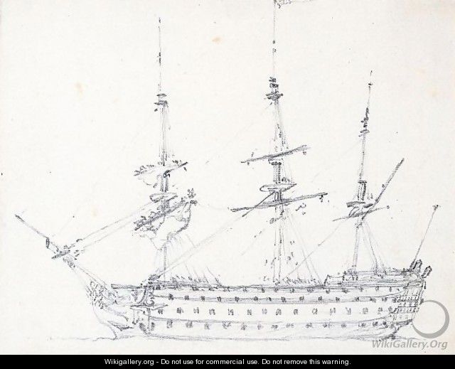 Broadside View Of H.M.S. Victory In The Medway - John Constable