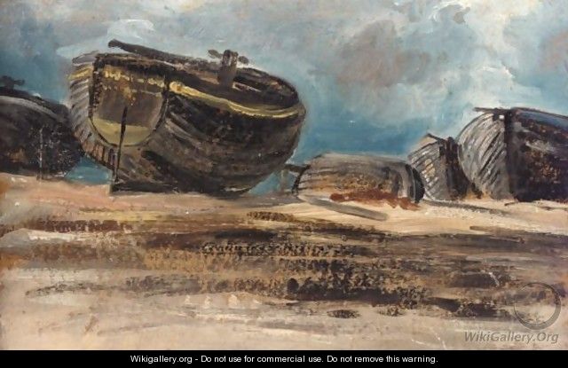 A Study Of Fishing Boats On The Beach - Frederick Waters Watts