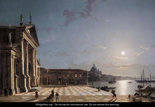 Unloading Cargo From The Grand Canal, Venice, By Moonlight - Henry Pether