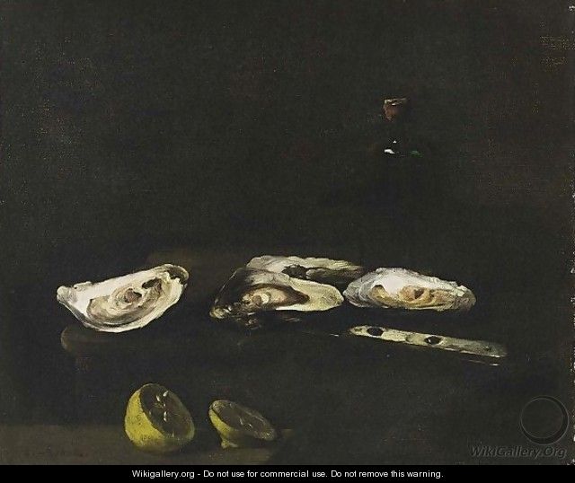 A Still Life With Oysters - Theodule Augustine Ribot