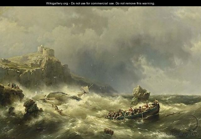 A Shipwreck Near The Coast - Hermanus Koekkoek