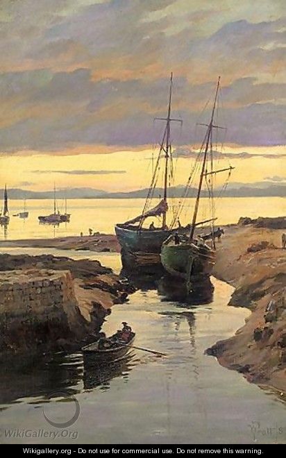 The Harbour At Sunset - William Pratt
