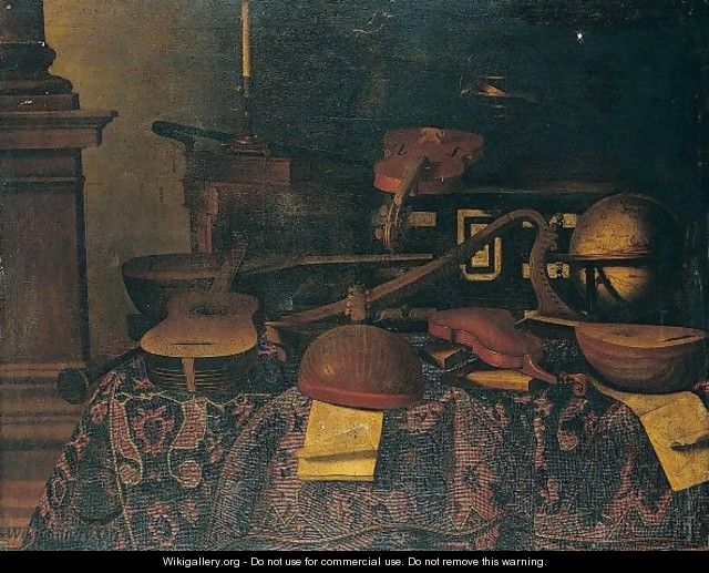 A Still Life Of Musical Instruments With Lutes, Violins, A Guitar, A Harp, Musical Scores - (after) Bartolomeo Bettera