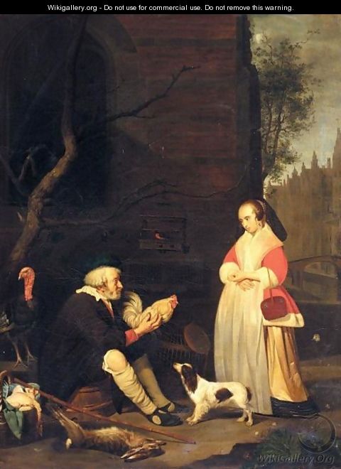 An Old Man Selling Poultry - (after) Gabriel Metsu