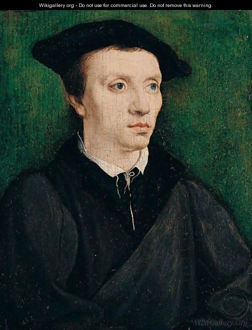 Portrait Of A Man, Bust Length, Wearing Black, With A Black Cap - (after) Corneille De Lyon